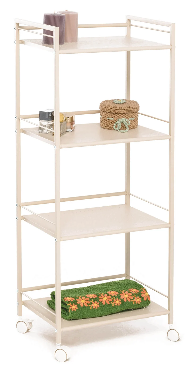Carrello 4 Ripiani 42,5x29x105 cm in Metallo Fumer Denver Avorio