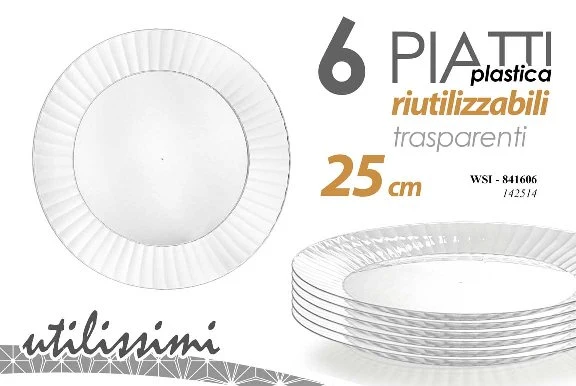 WSI/6 PIATTI PLAST.TRAS. 25CM 142514
