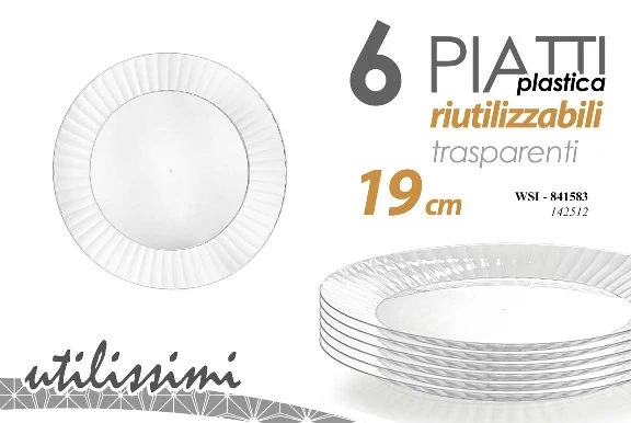 WSI/6 PIATTI PLAS.TRASP. 19CM 142512