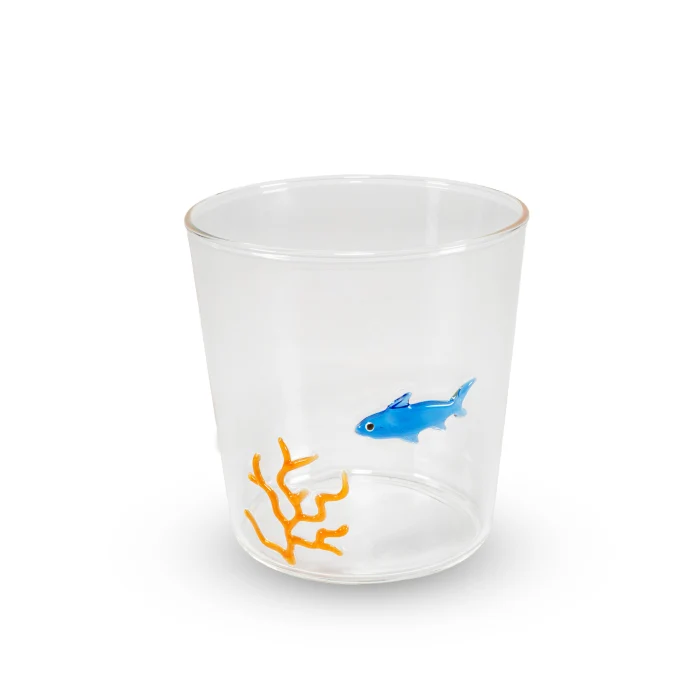 Bicchiere in vetro borosilicato 250 ml. Decoro SQUALO.
