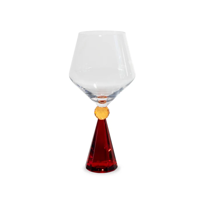 Calice per gin tonic in vetro con base effetto diamante 540 ml. Colore ROSSO.