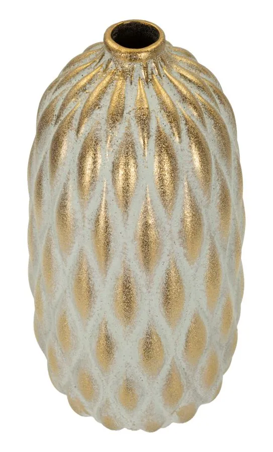 Vaso Pepitas Ø18,5x37,5 cm in Ceramica Grigio e Oro