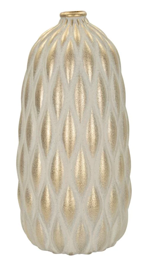 Vaso Pepitas Ø22x44 cm in Ceramica Grigio e Oro