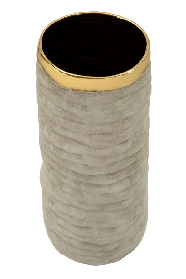 Vaso Lima Open Ø14x31,5 cm in Ceramica Grigio e Oro
