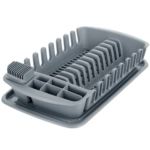 Scolapiatti Con Vassoio Prendigoccia, Grigio "Clean Kit"