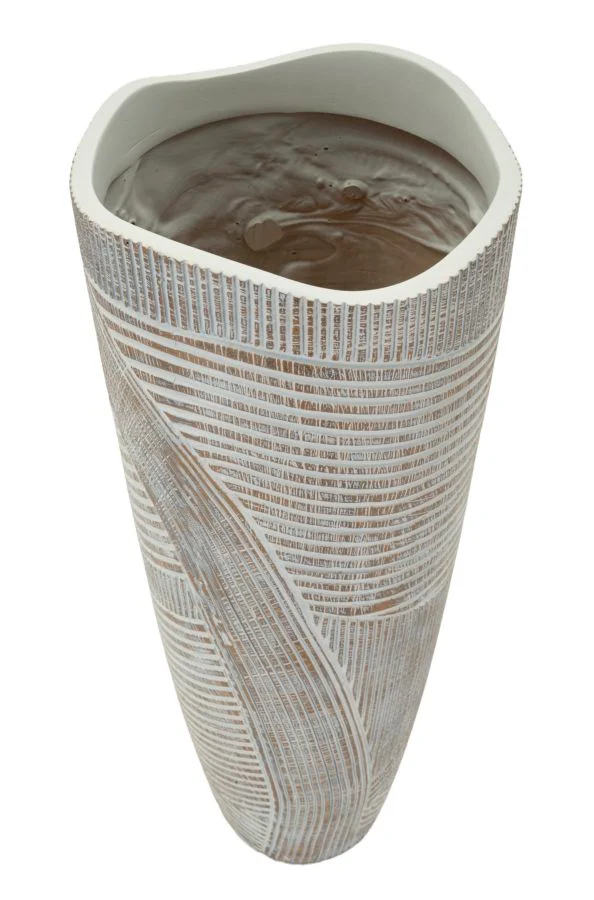 Vaso Resina Woody Ø19x55 cm in Resina Bianco effetto lavato