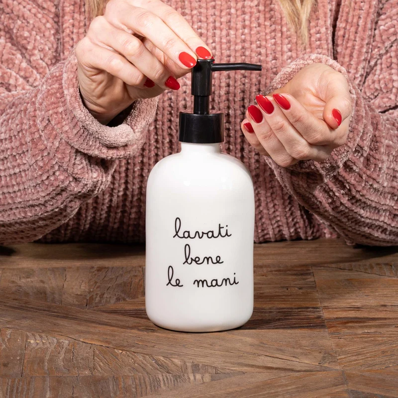 Dosasapone bianco "Lavati bene le mani"