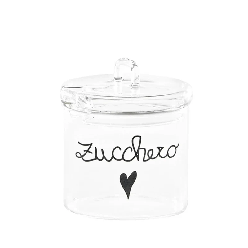 Zuccheriera in vetro "Cuore zucchero" 9 cm