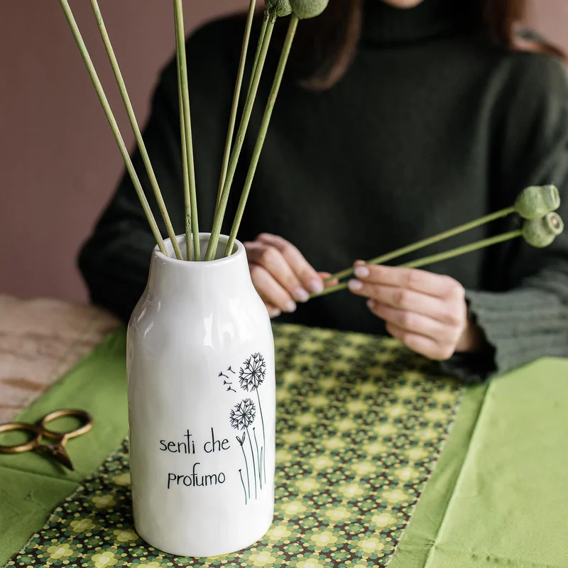 Vaso Portafiori in gres "Senti che profumo" 21 cm