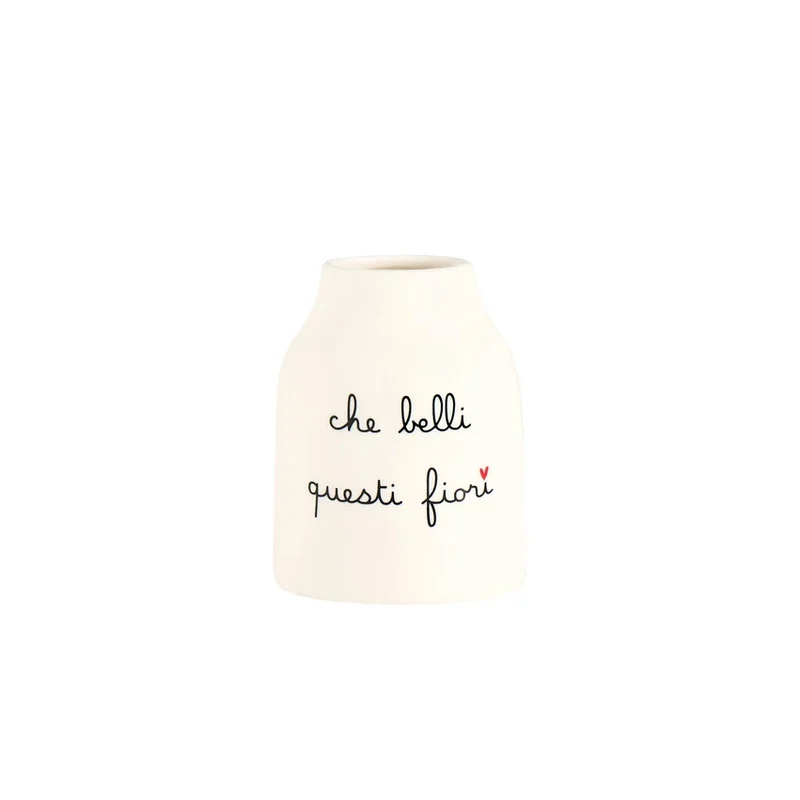 Vaso Portafiori in gres "Che belli questi fiori" 13 cm
