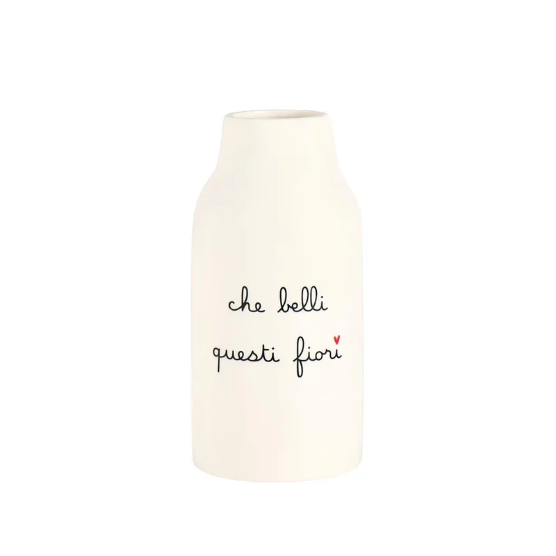 Vaso Portafiori in gres "Che belli questi fiori" 21 cm