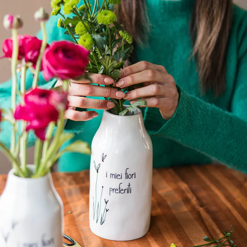 Vaso Portafiori in gres "I miei fiori preferiti"
