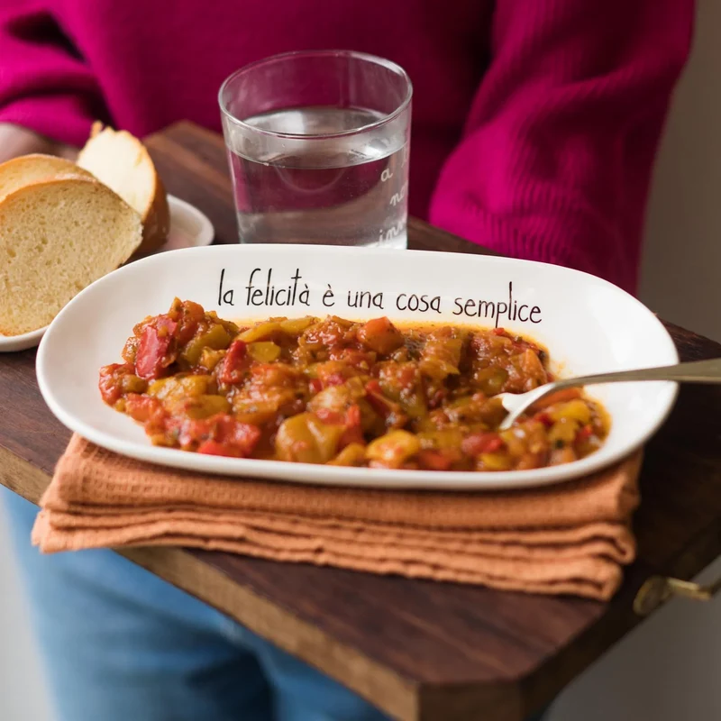Piatto ovale fondo "La felicità è una cosa semplice"
