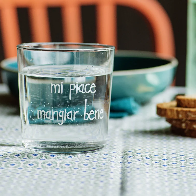 Bicchiere per acqua "Mi piace mangiare bene" - SET 6 BICCHIERI