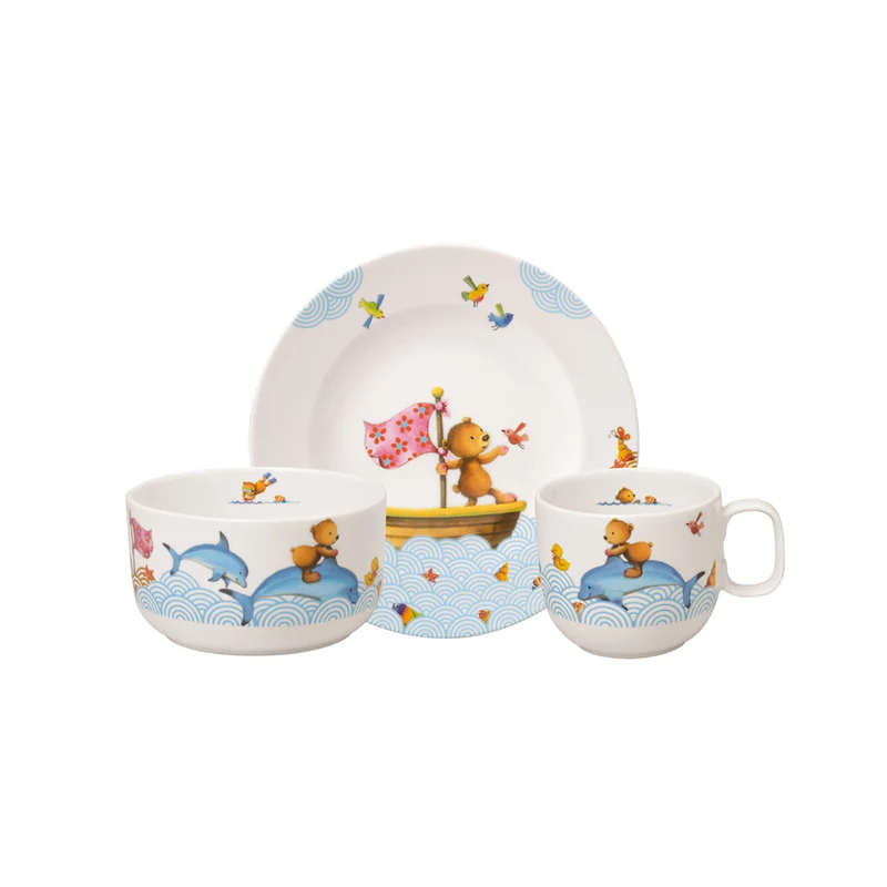 Kiddy Bears Set di stoviglie per bambini 3 pz. blu