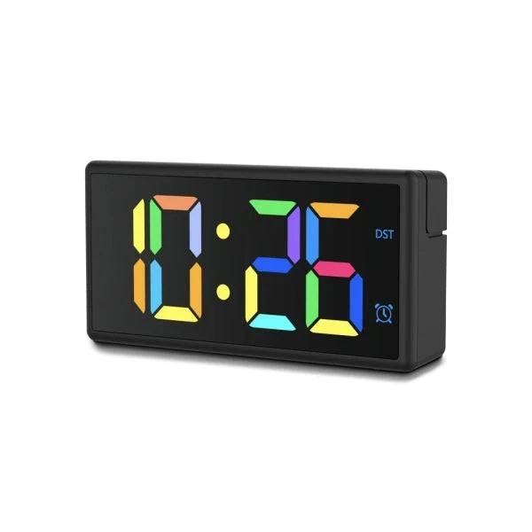 Hama Ibiza Sveglia Digitale - Display Multicolore - Funzione Ricarica USB-A - Funzione Ripetizione Allarme - 15x3,4x7,5cm - Colore Nero
