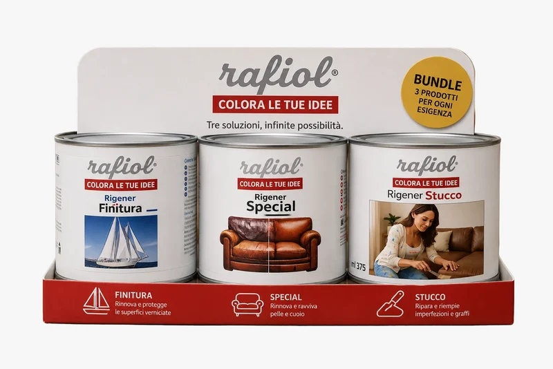 Kit 3 Prodotti -Pittura Pelle Ecopelle + Stucco + Finitura Trasparente