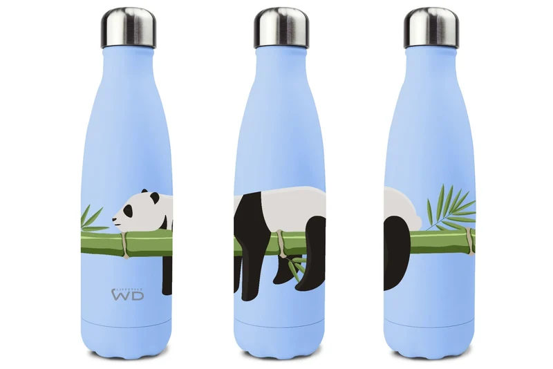 Bottiglia termica in acciaio inox a doppia parete 500 ml decoro con Panda