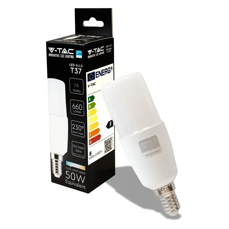 LAMPADINA LED CHIP SAMSUNG E14 7.5W T37 6400K