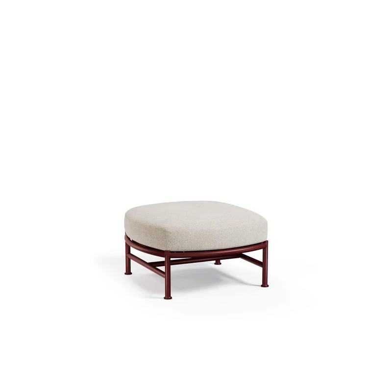 Pouf Antigua in alluminio con cuscino in acrilico bianco