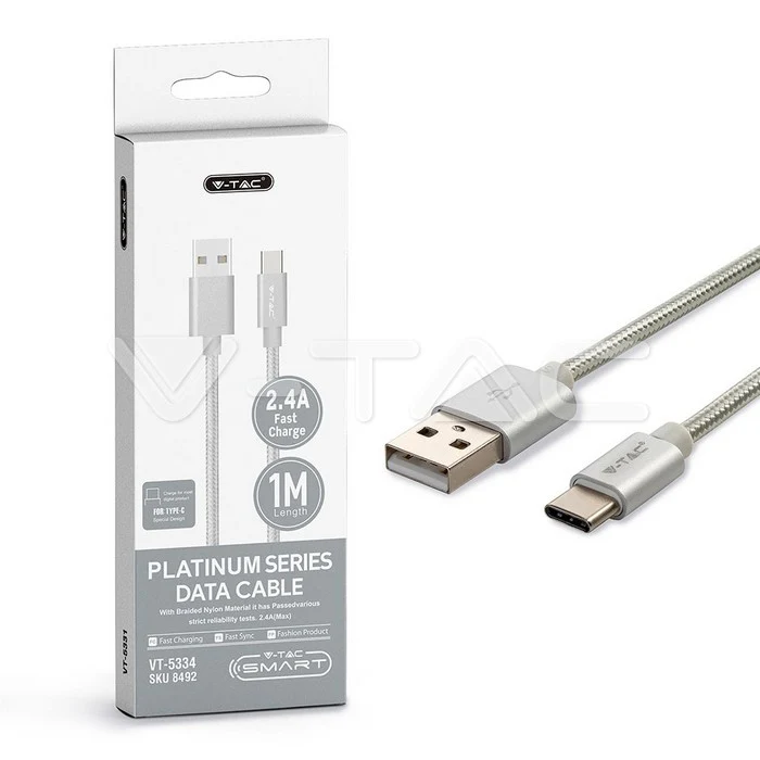 CAVO DATI 1M TYPE-C USB SILVER PLATINUM SERIES