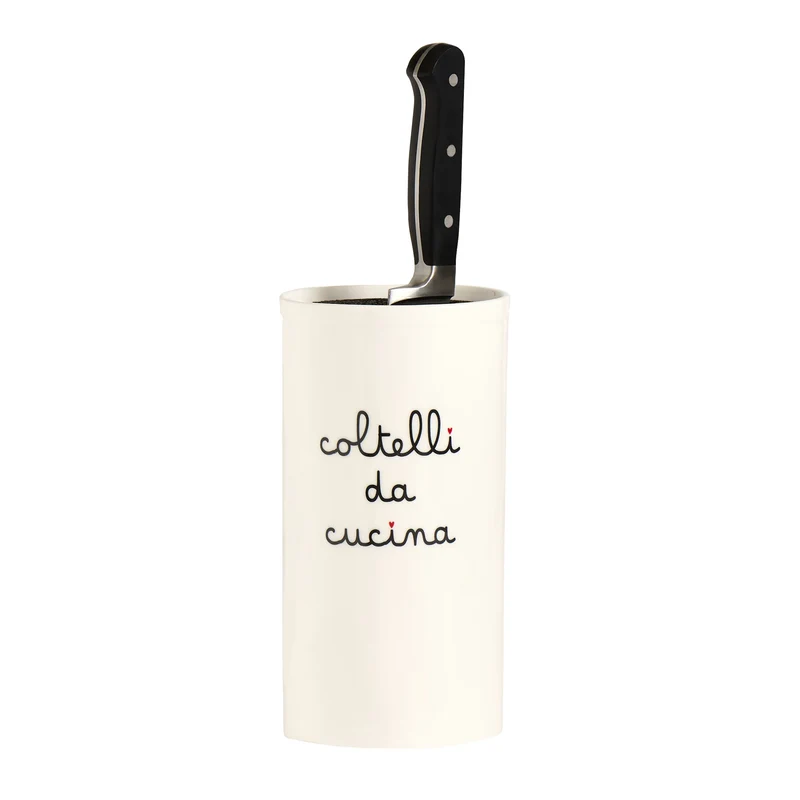 Portacoltelli in grès bianco "Coltelli da cucina"
