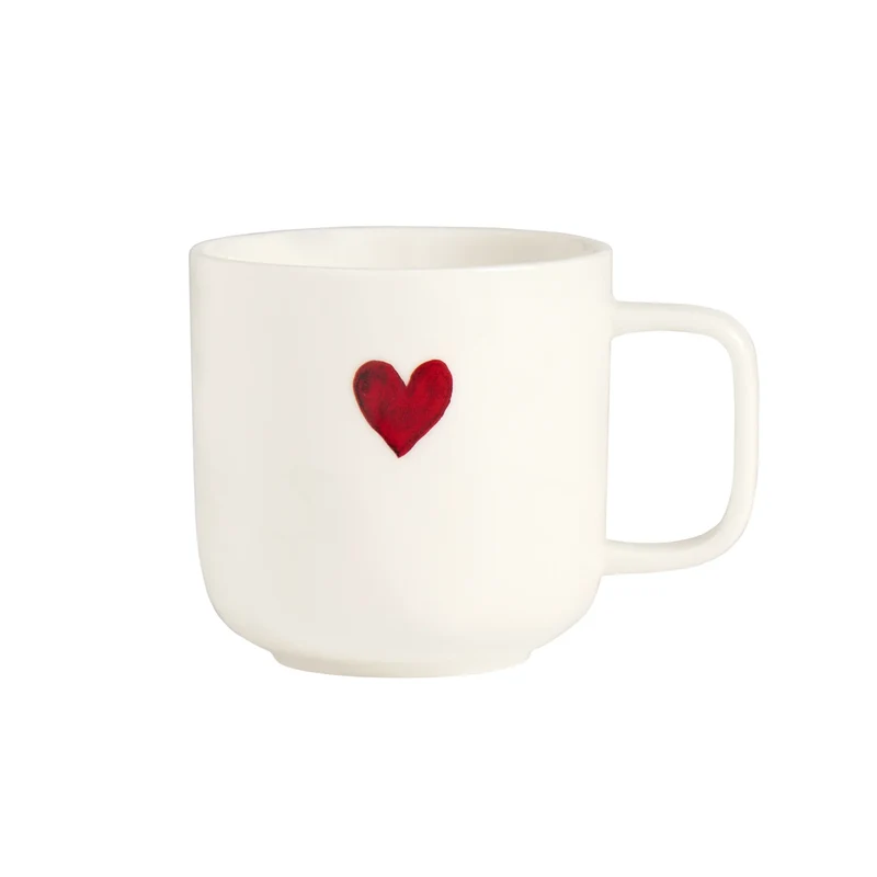 Mug bianca in porcellana - Cuore rosso