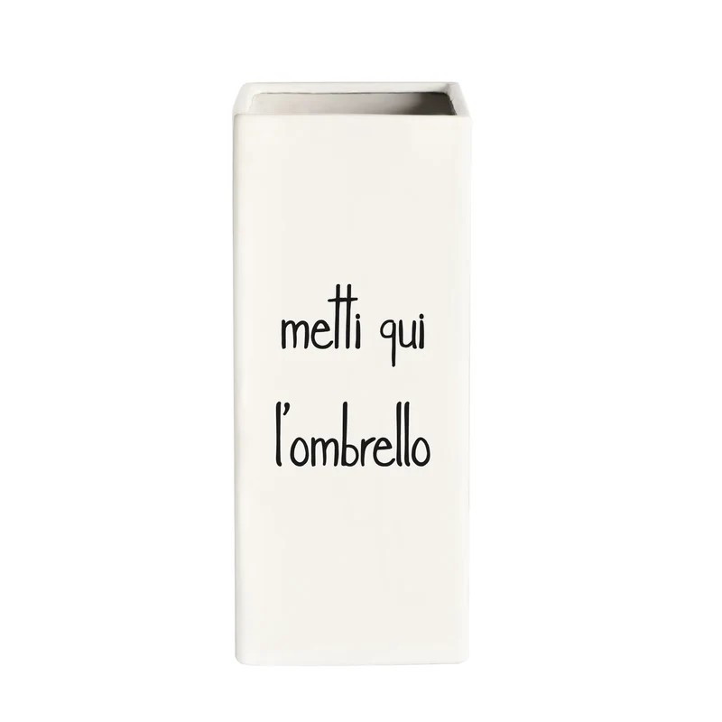 Porta-ombrelli in grès " Metti qui l'ombrello "