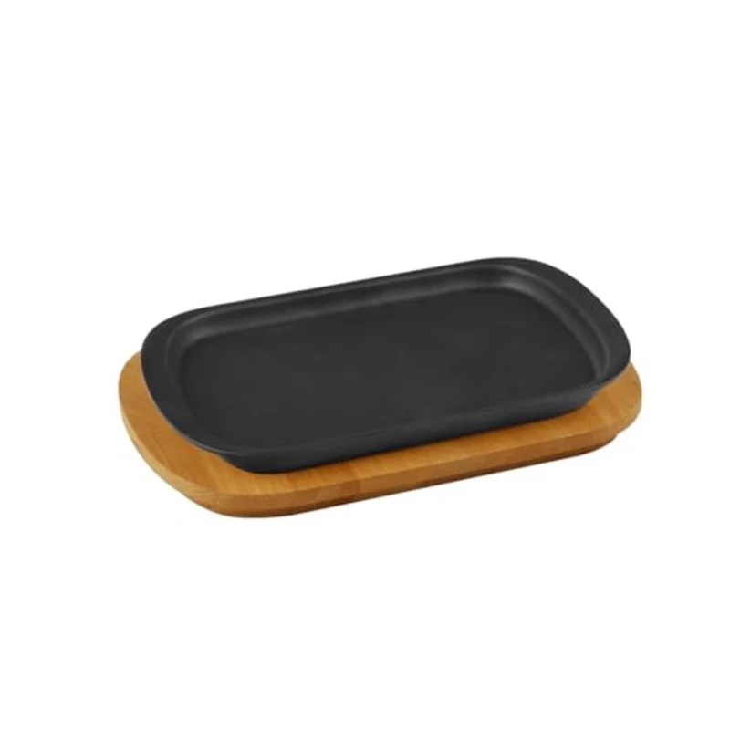 Piatto A Servire In Ghisa Con Supporto In Legno 44245S32