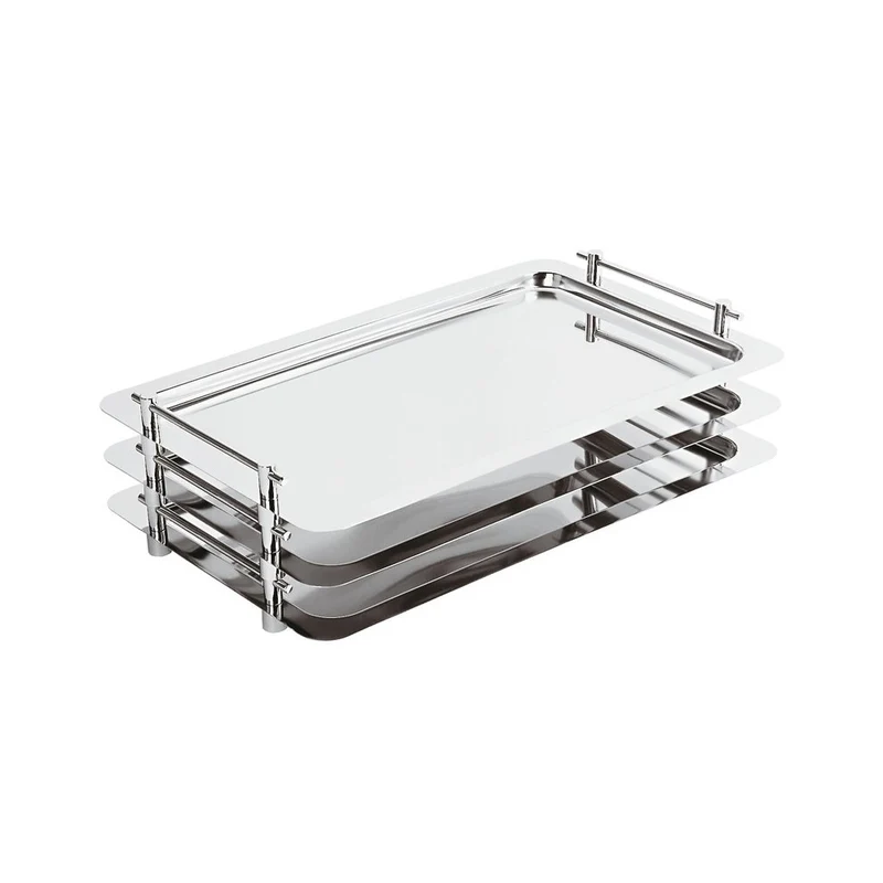 Vassoio buffet inox impilabile cm.53x32.5 h.5