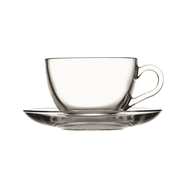 Tazza cappuccino con piatto vetro basic cl.21.5 pasabache