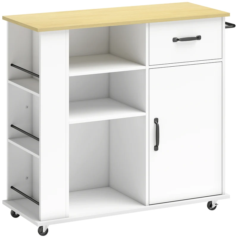 Mobile da Cucina 96,5x38x87 cm con Cassetto Armadietto e Ripiano Regolabile in MDF Bianco
