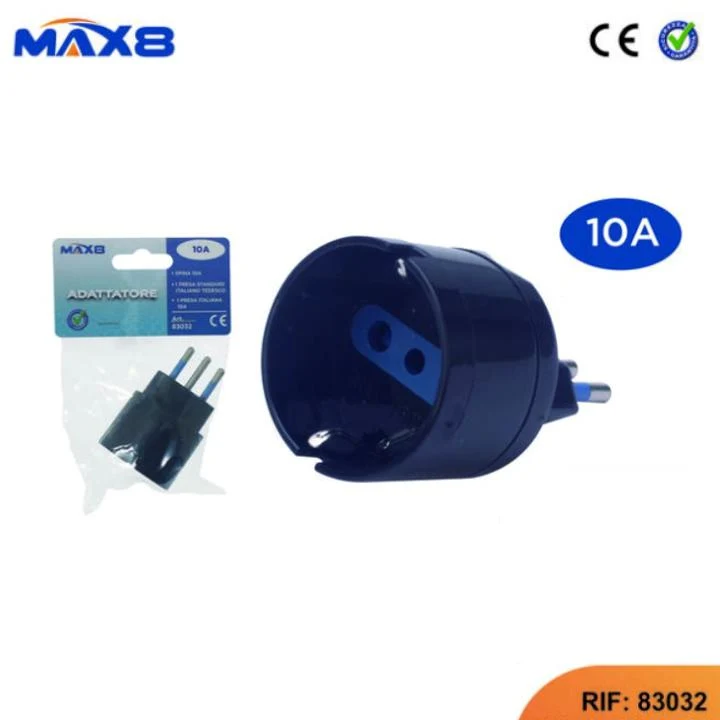 ADATTATORE CON SPINA 10A 2P+T PRESA 10A 2P+T SCHUKO