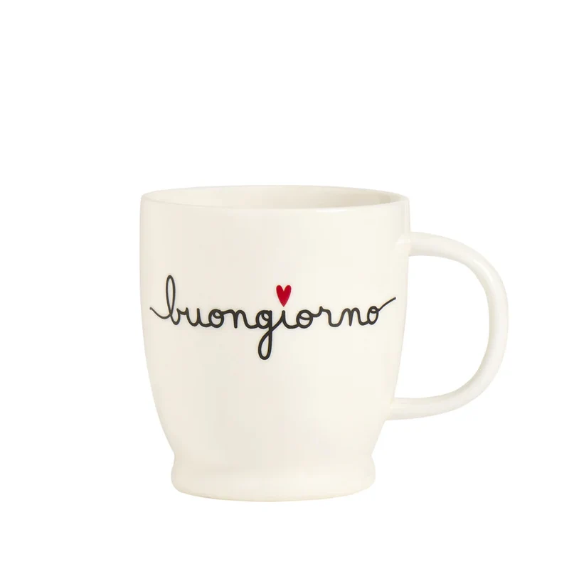 Mug bianca in gres "Buongiorno"