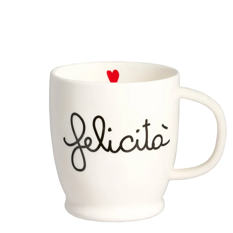 Mug bianca in Gres "Felicità"