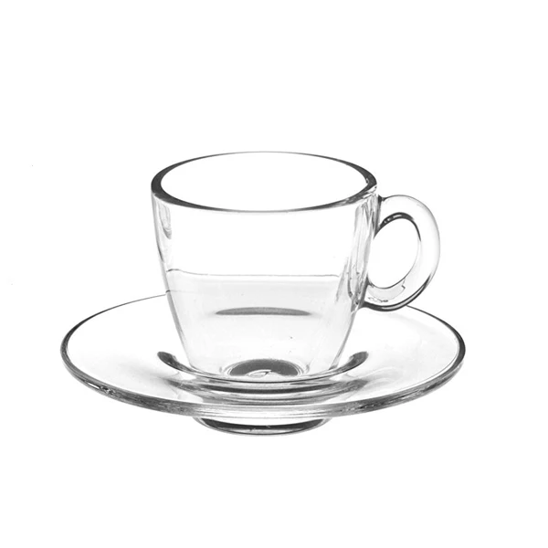 Tazza caffe' con piatto vetro aqua cl.7.2 pasabahce