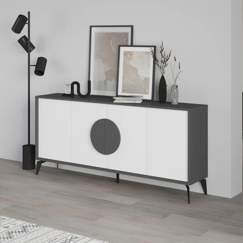 Madia Gora 180 cm struttura colore antracite con ante bianche
