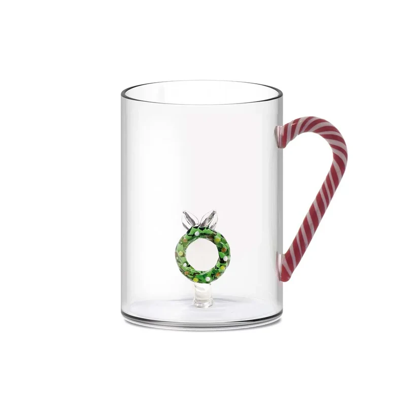 WD LifeStyle - Tazza Vetro Borosilicato 420 Ml Decoro Ghirlanda