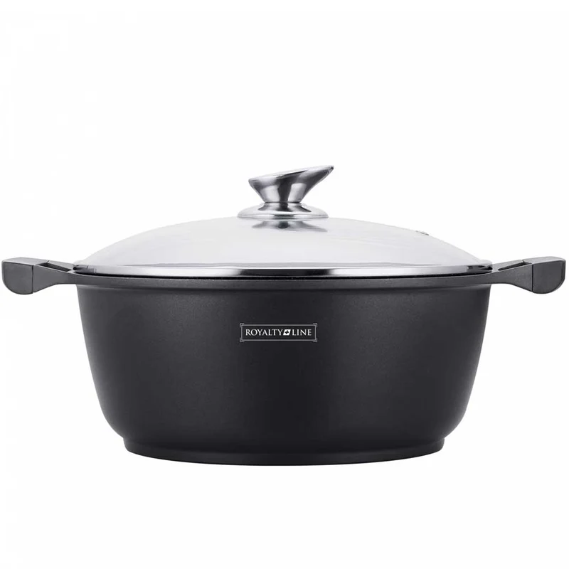 Casseruola Pentola Royalty Line con Rivestimento Antiaderente Effetto Marmo 30 cm Nero