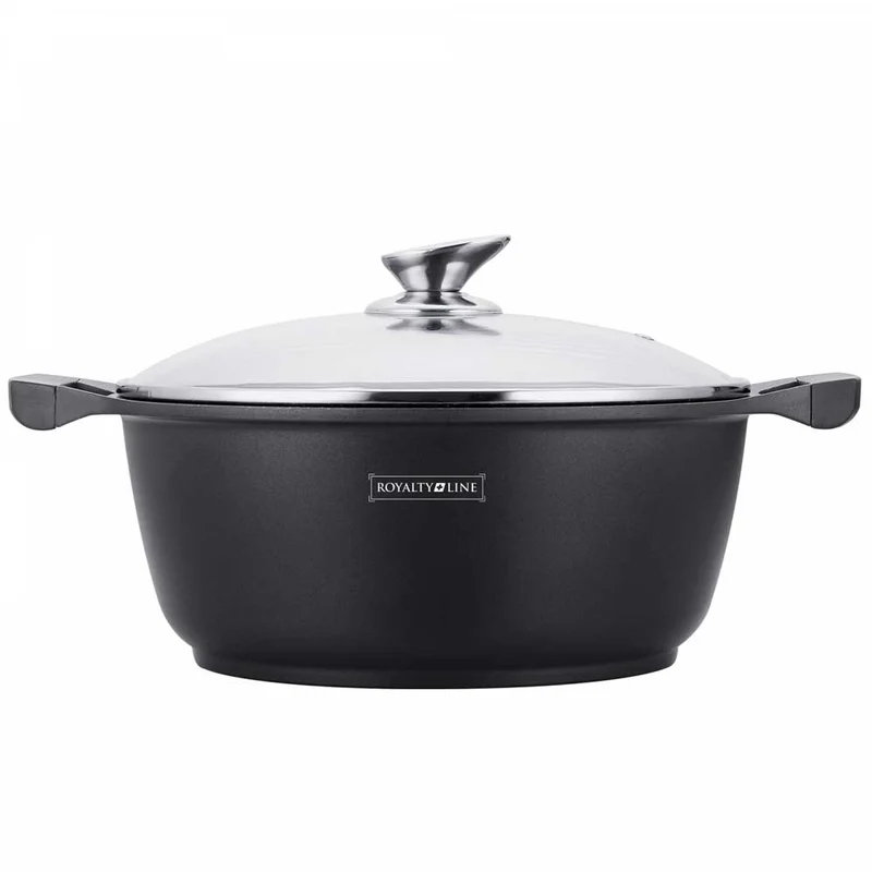 Casseruola Pentola Royalty Line con Rivestimento Antiaderente Effetto Marmo 26 cm Nero