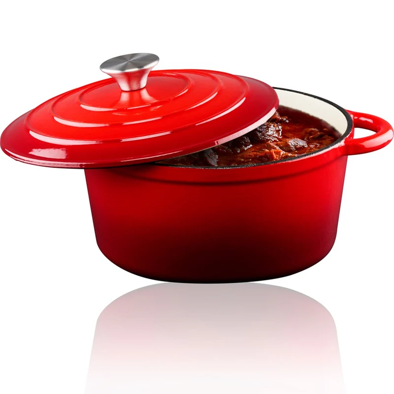 Casseruola con Coperchio Royalty Line Casseruola 24 cm Adatto a Tutti i Fornelli in Ghisa Rosso
