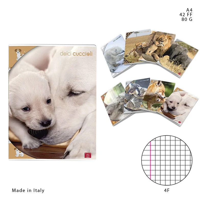 Pigna Quaderno Maxi A4 42FF 80g 4F Dolci Cuccioli