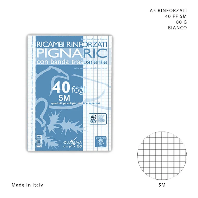 Pigna Ricambi Rinforzati A5 40FF 80g 5M