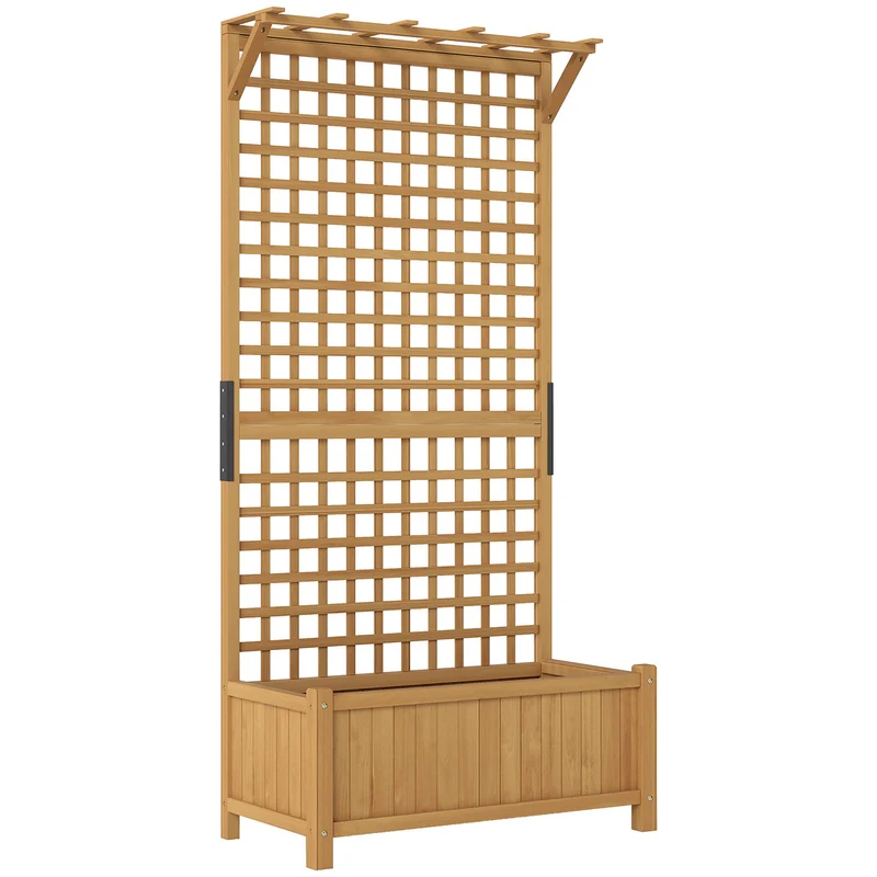 Fioriera da Giardino 90x45x183 cm con Traliccio per Piante Rampicanti in Legno Giallo