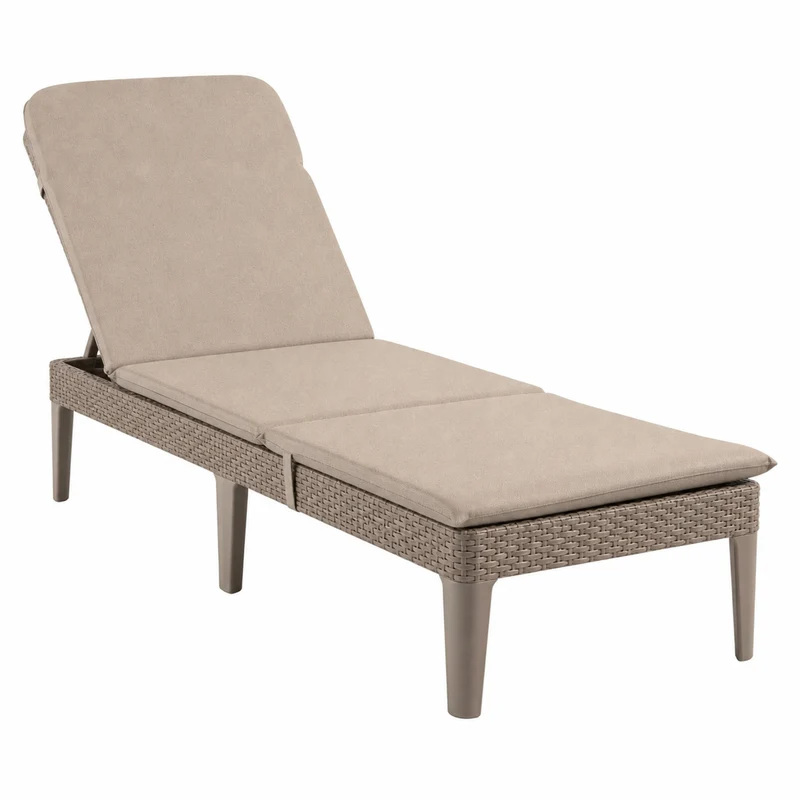 Sdraio da giardino regolabile Jaipur Sun Lounger color cappuccino + cuscino per sdraio Jaipur, colore beige, tessuto S-550 Melange, dimensioni 190x60 cm