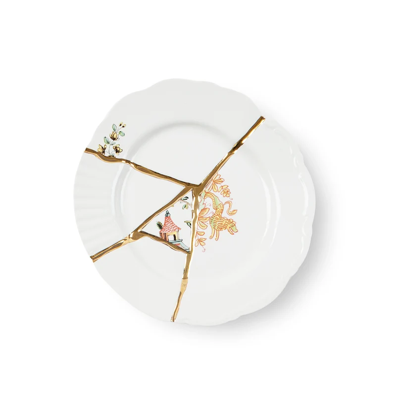 Seletti Kintsugi Piatto Frutta in porcellana, decoro n°2