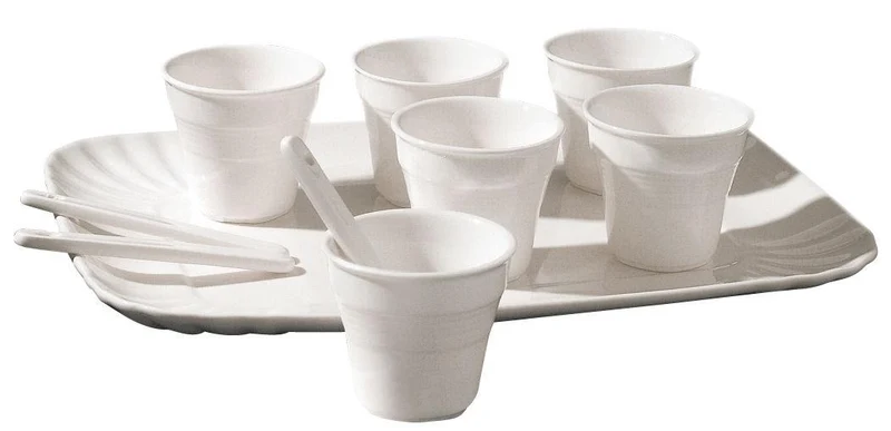 Seletti Estetico Quotidiano Set 6 Tazzine Caffe', 6 Cucchiaini e Vassoio in porcellana