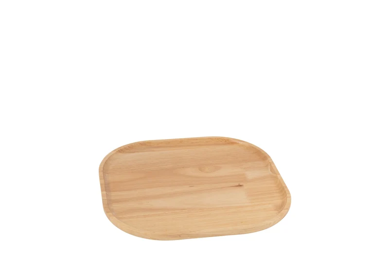 Vassoio Decorativo in Legno Di Gomma - Naturale, M 30 CM