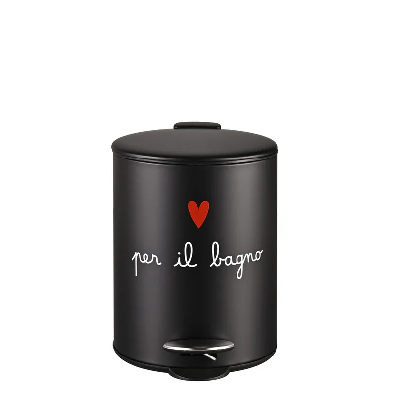 Pattumiera "Per il bagno" - Nero 5 L