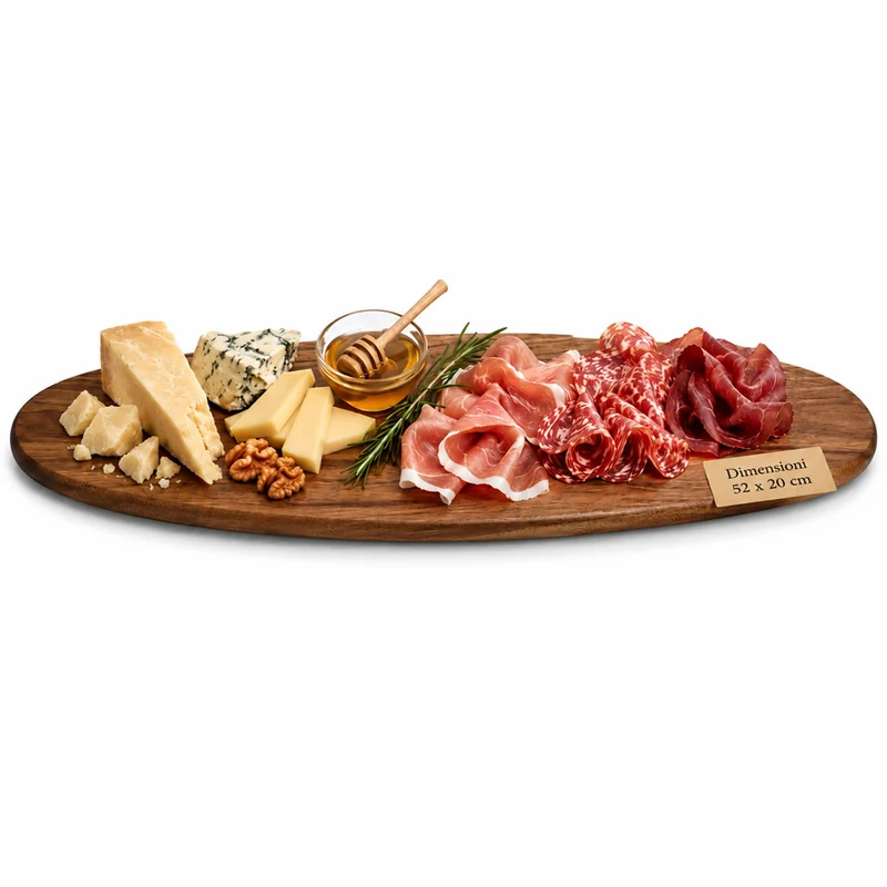 Vassoio Tagliere da Portata Ovale per Aperitivi 52x20 cm in Legno